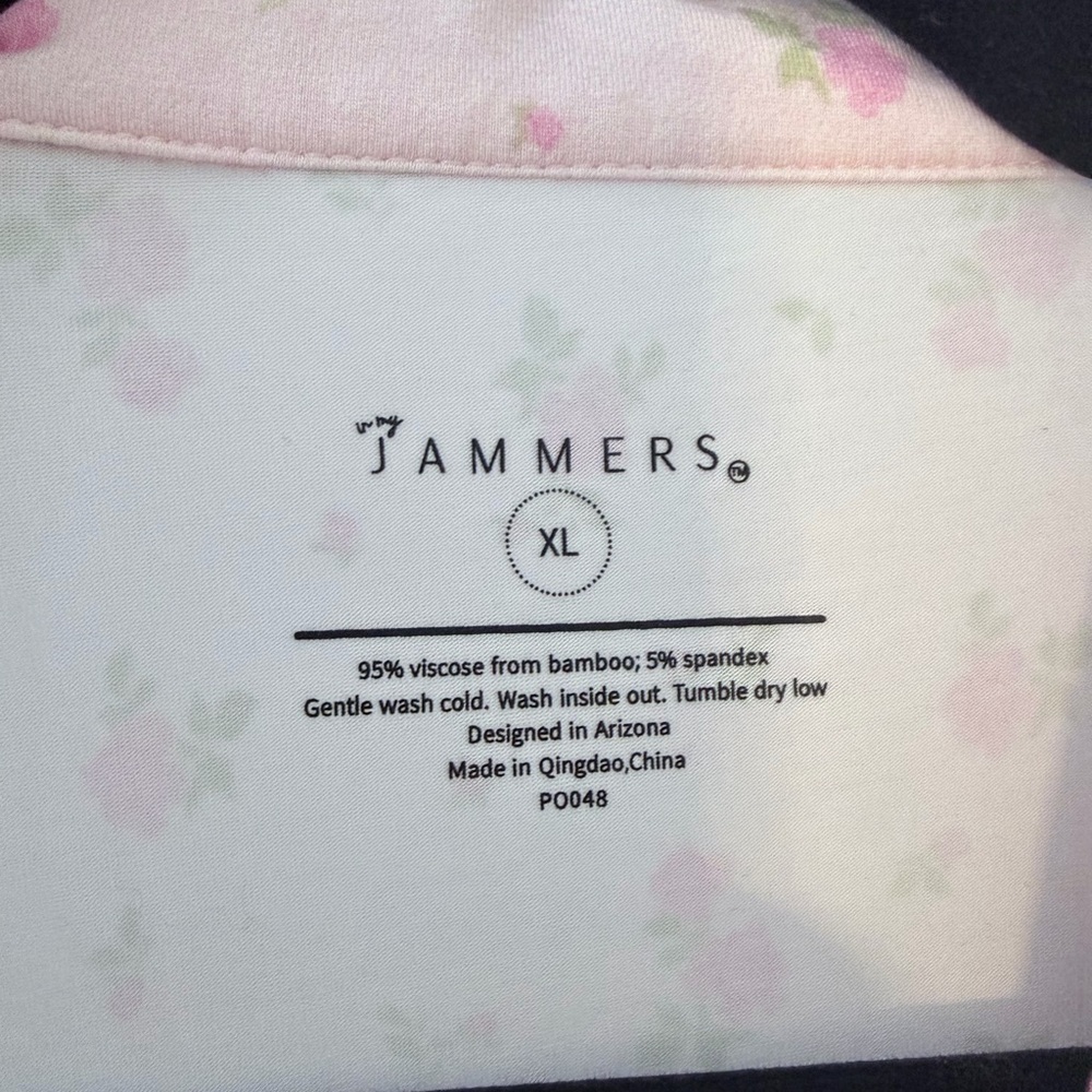 In my Jammers Soft Pink Floral Button-Front Pajama Set - Picture 5 of 6